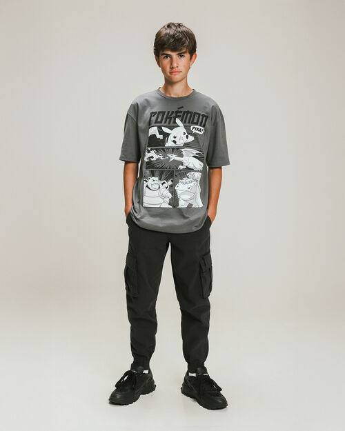 Playera Gris Manga Corta Pokémon